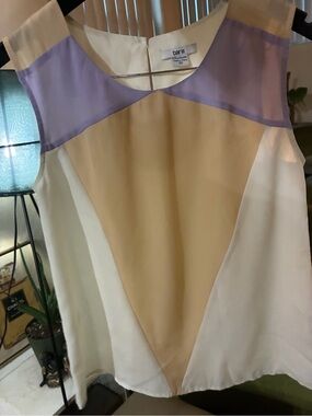 Bar III Lavender, Cream & Tan Colorblock Sleeveless Top